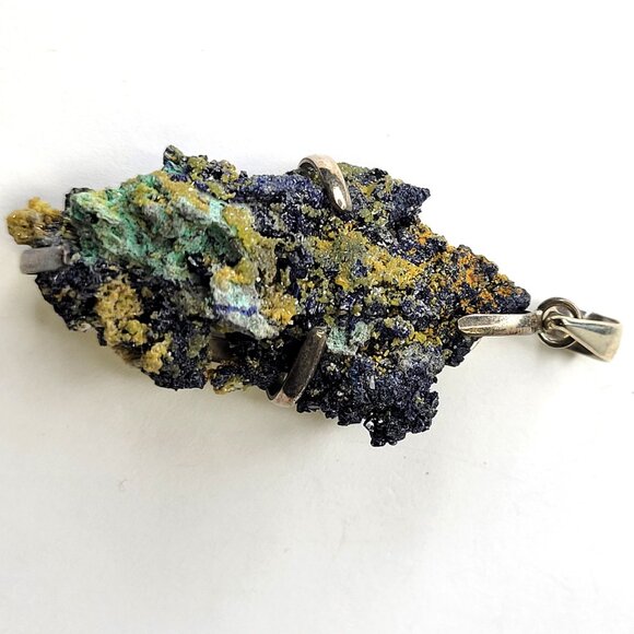 Azurite Malachite Pendant Statement Blue Rocks Pendant - Picture 11 of 16